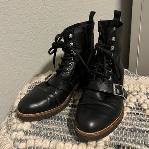 Black combat boots